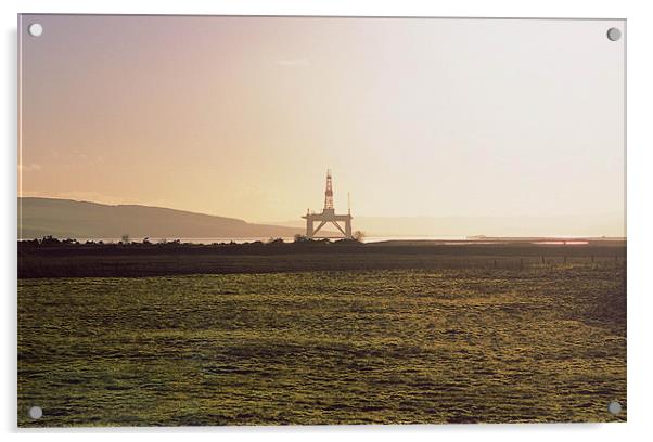 Oil Rig on a misty morning Acrylic by Derek Wallace