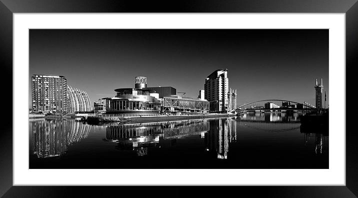 Salford Quays in Mono Framed Mounted Print by Jeni Harney
