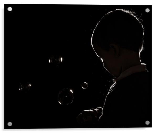 Boy Blowing Bubbles Acrylic by Jeni Harney