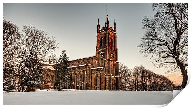 St Pauls Church, Stalybridge, in the Snow Print by Jeni Harney