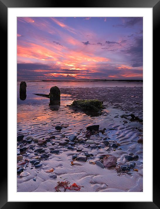 Newton beach sunset at low tide Framed Mounted Print by John Boyle