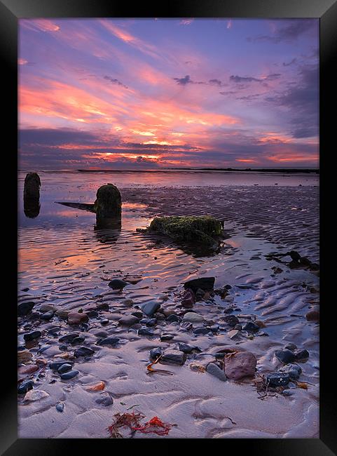 Newton beach sunset at low tide Framed Print by John Boyle