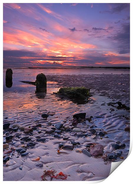 Newton beach sunset at low tide Print by John Boyle