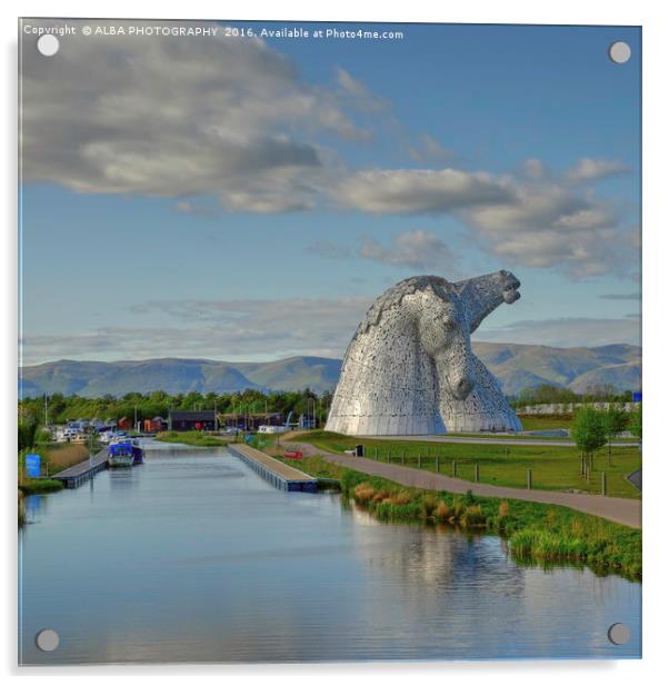 The Kelpies, Helix Park, Scotland. Acrylic by ALBA PHOTOGRAPHY