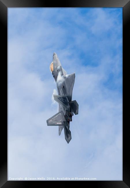 F-22A Raptor climbs into the sky Framed Print by Jason Wells