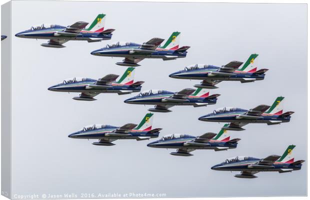 Nine of the Frecce Tricolori display team in tight Canvas Print by Jason Wells