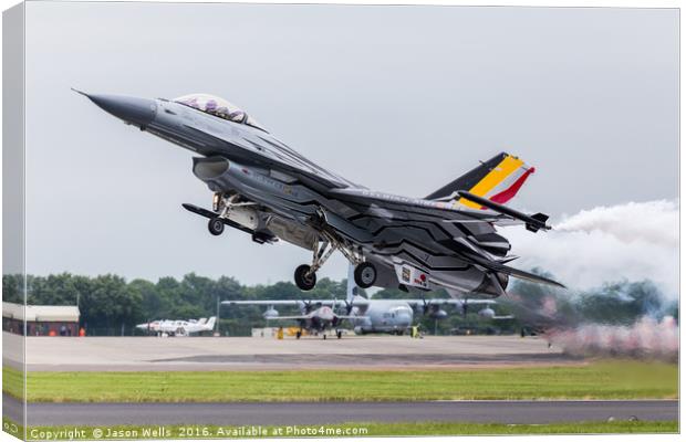 Belgian Air Component F-16AM Fighting Falcon after Canvas Print by Jason Wells