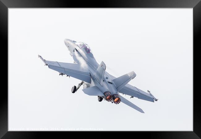 F/A-18 Super Hornet from the US Navy lifting into  Framed Print by Jason Wells