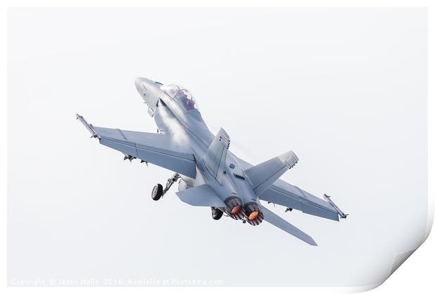 F/A-18 Super Hornet from the US Navy lifting into  Print by Jason Wells