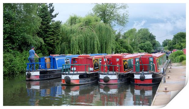 Kennet and Avon Canal narrow boats Print by Tony Bates