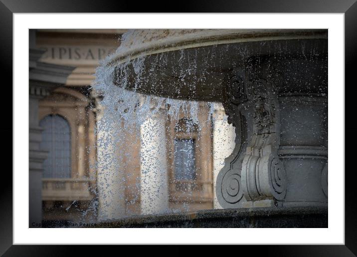 Fountain St Peters Square Vatican Framed Mounted Print by Brian Pearce