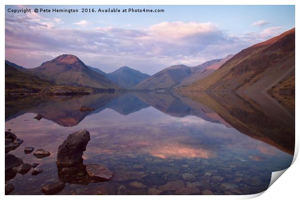 Twilight at Wastwater in Cumbria Print by Pete Hemington