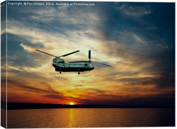 chinook over the sea Canvas Print by Derrick Fox Lomax