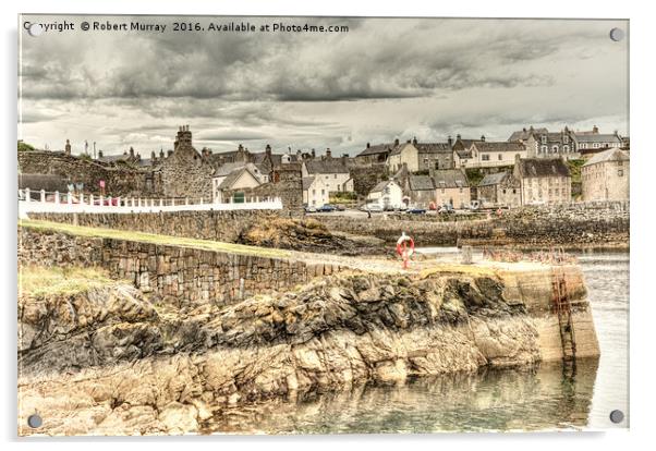 Portsoy Harbour Acrylic by Robert Murray