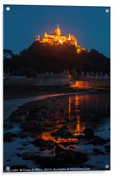 St Michael's Mount at Night Acrylic by Diane Griffiths