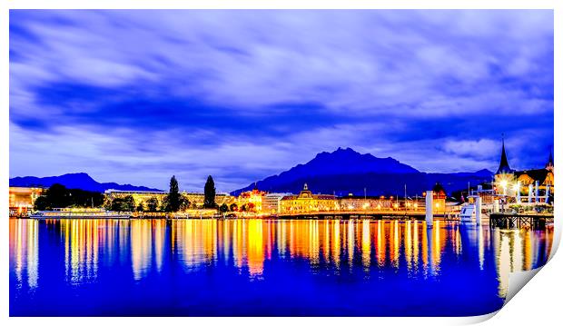 Lucerne at Dusk Print by peter tachauer