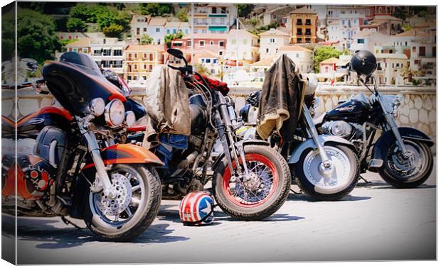 Parked Up in Parga Canvas Print by Karen Martin