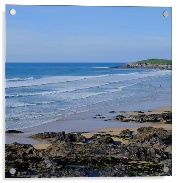 Fistral Beach  Newquay Acrylic by Diana Mower