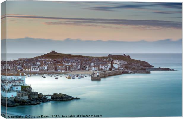 Sunset over St Ives, Cornwall Canvas Print by Carolyn Eaton