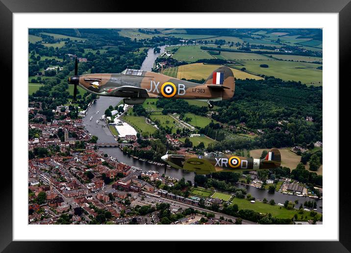 Spitfire and Hurricane over Henley Framed Mounted Print by Oxon Images