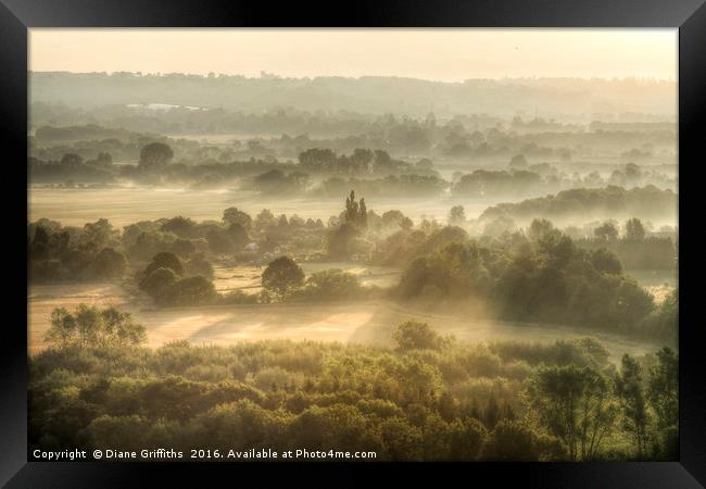 Kent Countryside at sunrise Framed Print by Diane Griffiths