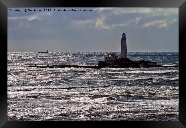 Silver sea and St Mary's Framed Print by Jim Jones