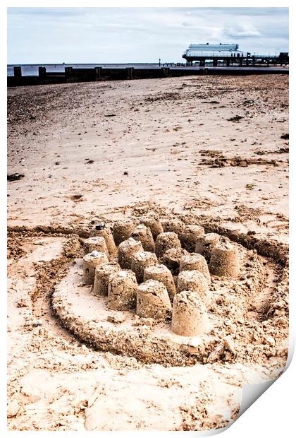 Building Dreams on Cleethorpes Beach Print by P D