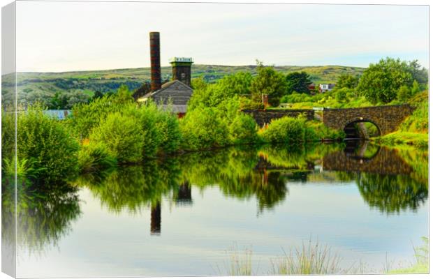Canal reflections, Diggle, Saddleworth Canvas Print by Andy Smith