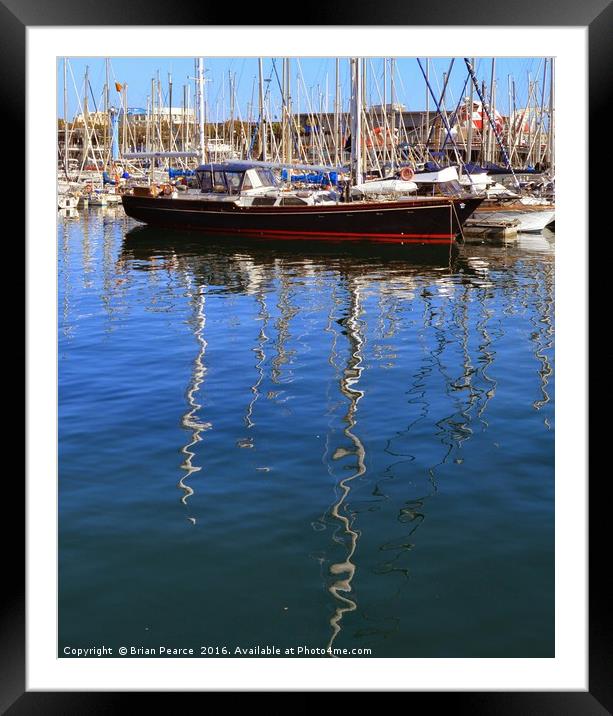 Boats at Barcelona Harbour Framed Mounted Print by Brian Pearce