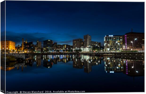 Salthouse dock Liverpool at night Canvas Print by Steven Blanchard