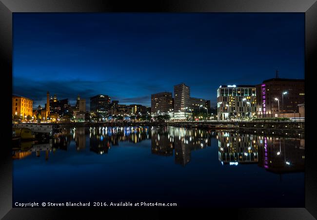Salthouse dock Liverpool at night Framed Print by Steven Blanchard