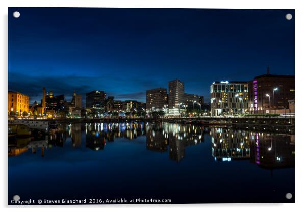 Salthouse dock Liverpool at night Acrylic by Steven Blanchard