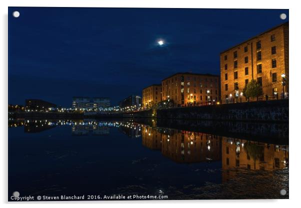Salthouse dock Liverpool at night 2 Acrylic by Steven Blanchard