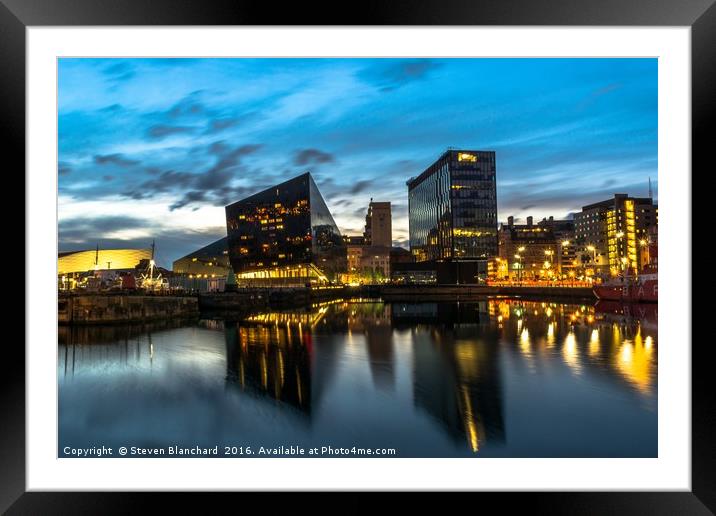 New age buildings Liverpool pier head Framed Mounted Print by Steven Blanchard