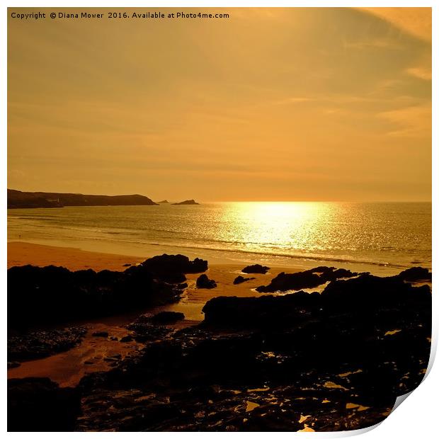 Fistral Beach Sunset   Print by Diana Mower