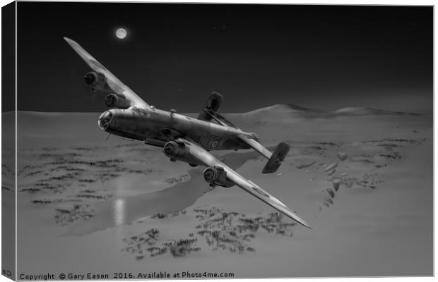 RAF Halifax SOE drop B&W version Canvas Print by Gary Eason