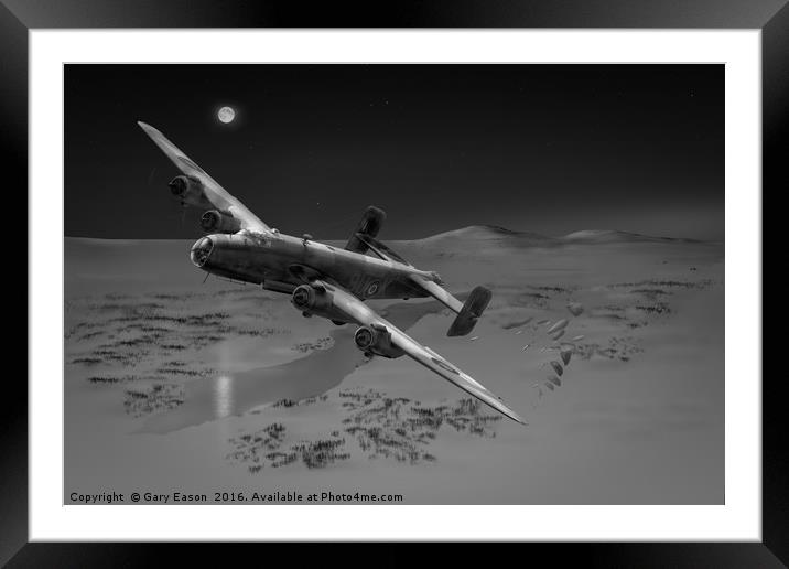 RAF Halifax SOE drop B&W version Framed Mounted Print by Gary Eason