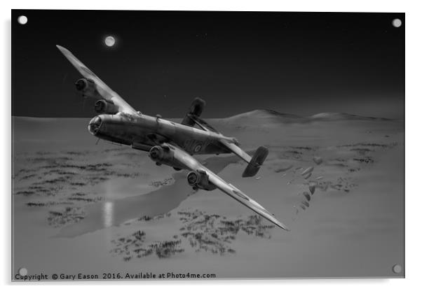 RAF Halifax SOE drop B&W version Acrylic by Gary Eason