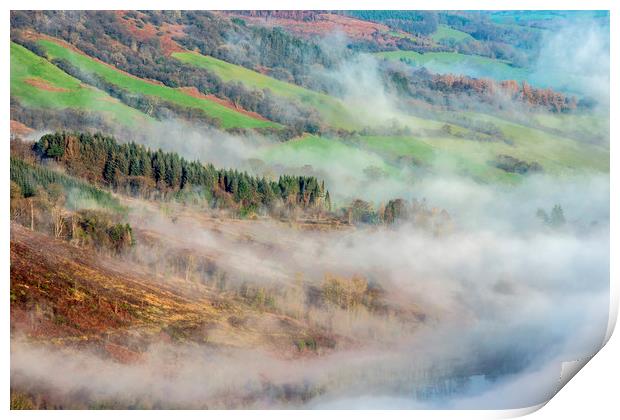 Mist in the Talybont Valley Brecon Beacons  Print by Nick Jenkins