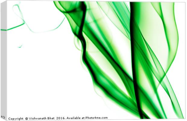 Green smoke abstract on white Canvas Print by Vishwanath Bhat
