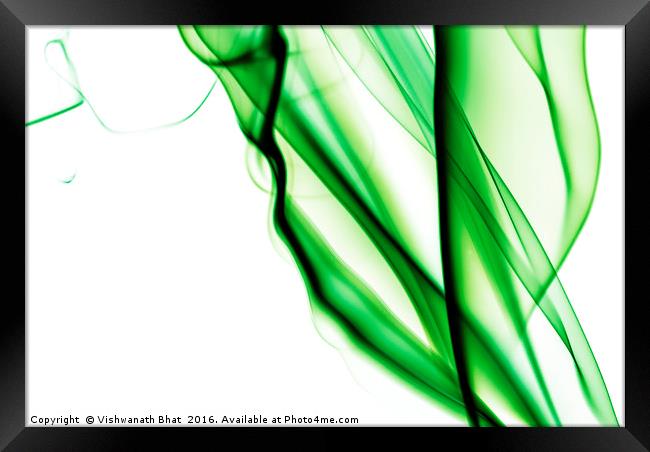Green smoke abstract on white Framed Print by Vishwanath Bhat