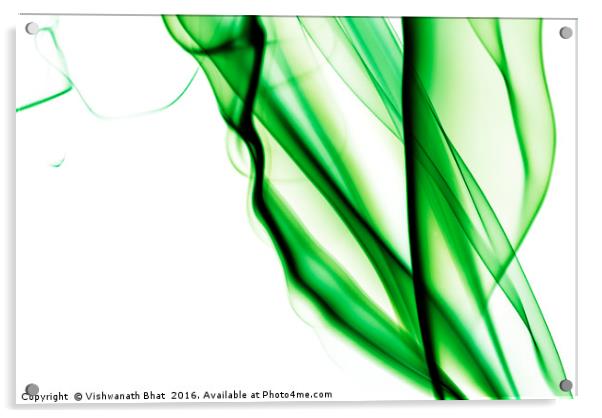 Green smoke abstract on white Acrylic by Vishwanath Bhat