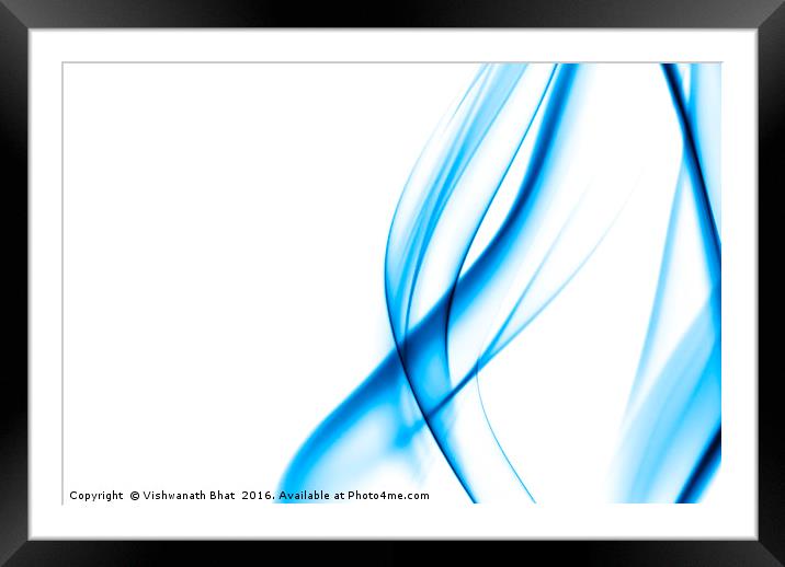 Blue smoke abstract on white Framed Mounted Print by Vishwanath Bhat