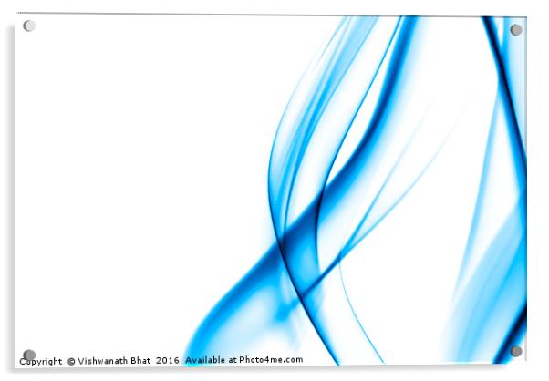 Blue smoke abstract on white Acrylic by Vishwanath Bhat