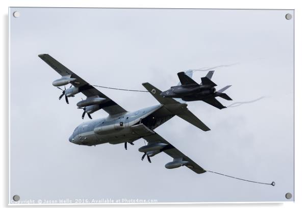 C-130 & F-35 stealth aerial refueling demo Acrylic by Jason Wells
