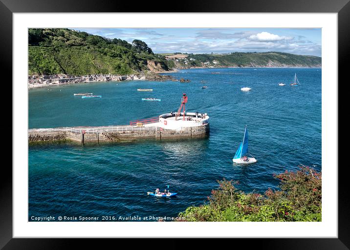 Boats around the Banjo pier at Looe Framed Mounted Print by Rosie Spooner