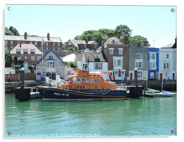 RNLI Lifeboat "Ernest and Mabel" at Weymouth Acrylic by Mark Dimbleby