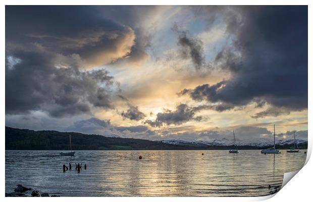 Evening at Miller Ground, shores of Lake Windermer Print by Nick Jenkins