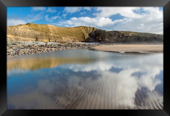 Dunraven Bay Reflections Glamorgan Heritage Coast  Framed Print by Nick Jenkins