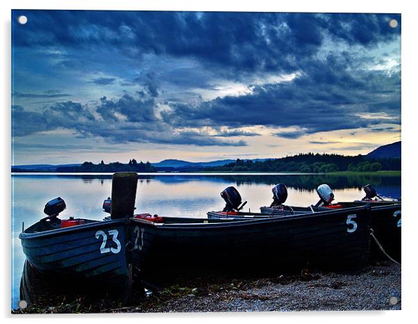 Boats On Lake Menteith, Scotland. Acrylic by Aj’s Images